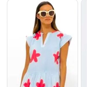 Mela blue roll sleeve Oliphant dress